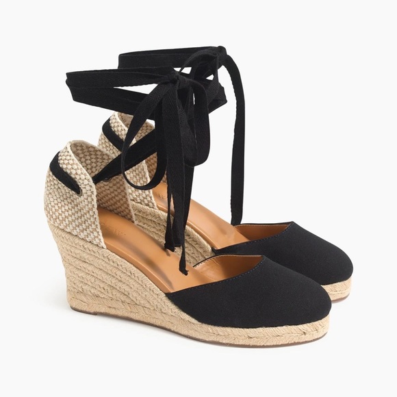 J. Crew Shoes - Canvas ankle-wrap espadrille wedges